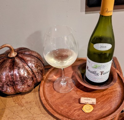 2018 Auvigue 'Solutre' [Pouilly Fuisse] 13% abv, DIAM5 cork, lemony and white pears and smoke then slate.  delicious!  not sure if this Macon village is really classed as white Burg, but I'm not complaining ;)